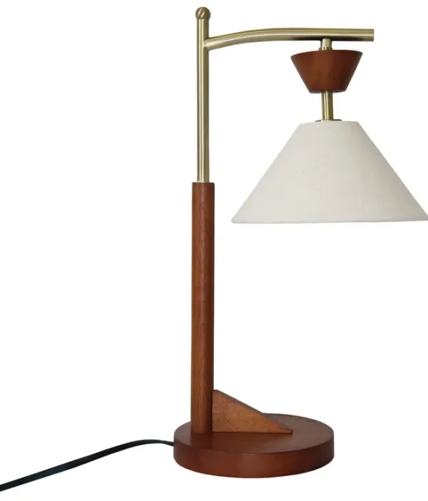 Celestia Table Lamp, Brown Solid Wood Base with Elegant Cone Polyester Shade