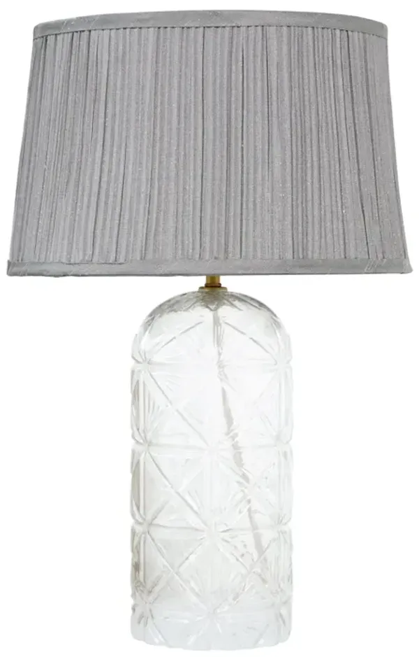 Firefly Gold Clear Glass  Table Lamp With Grey Shadey