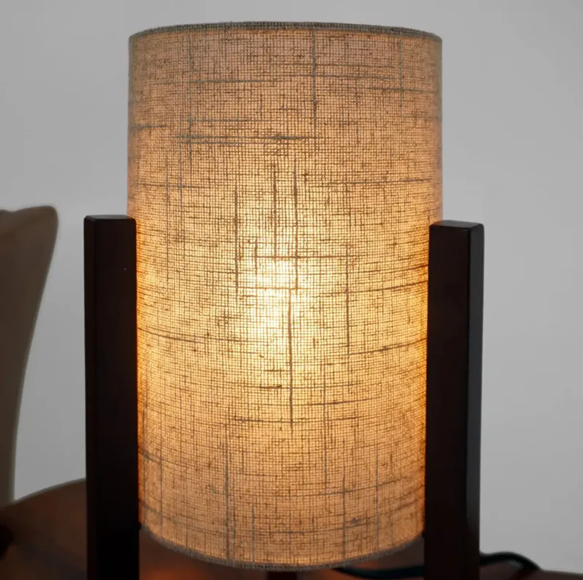 Flash Gold Clear Glass Table Lamp With Grey Shade