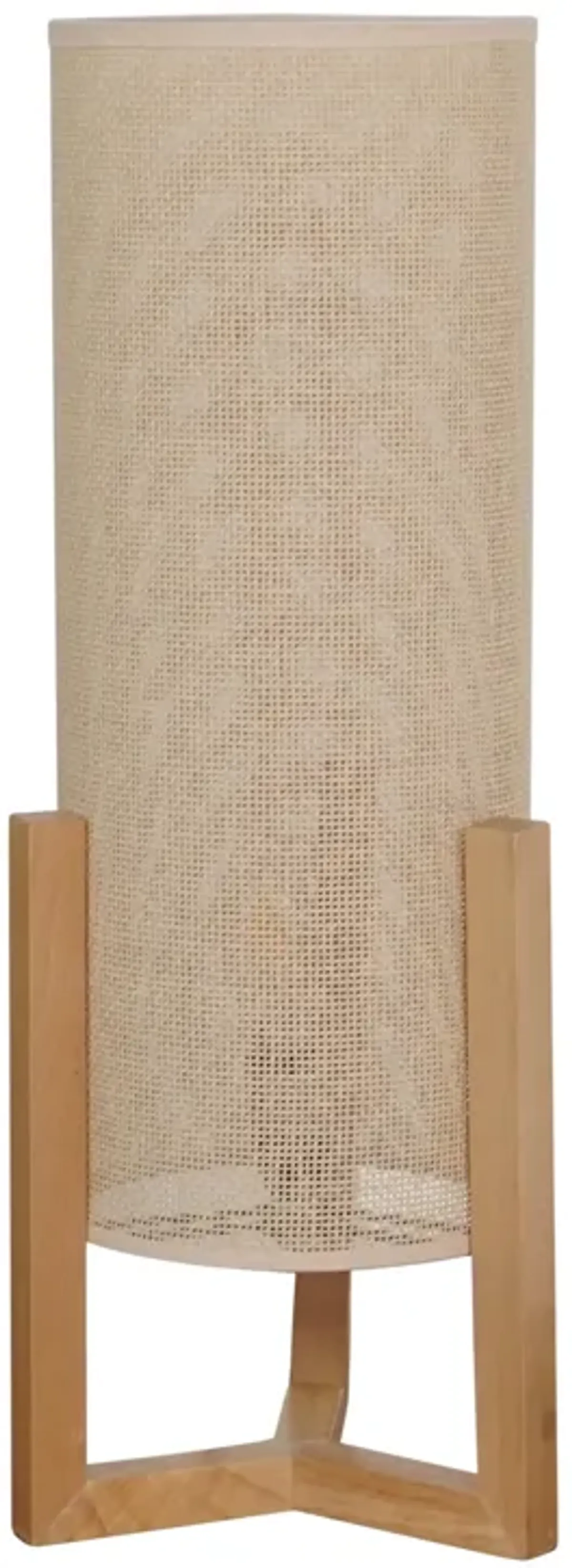 Lantern Natura Oak Rattan Cylinder Table Lamp With Wooden Frame