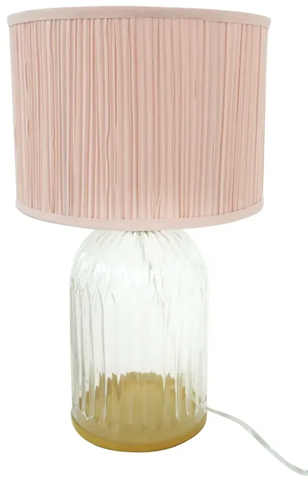 Starlight Gold Glass Table Lamp with Pink Shade