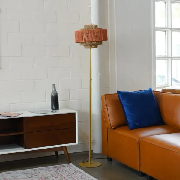Shine Floor Lamp - Gold + Natural/Terracotta