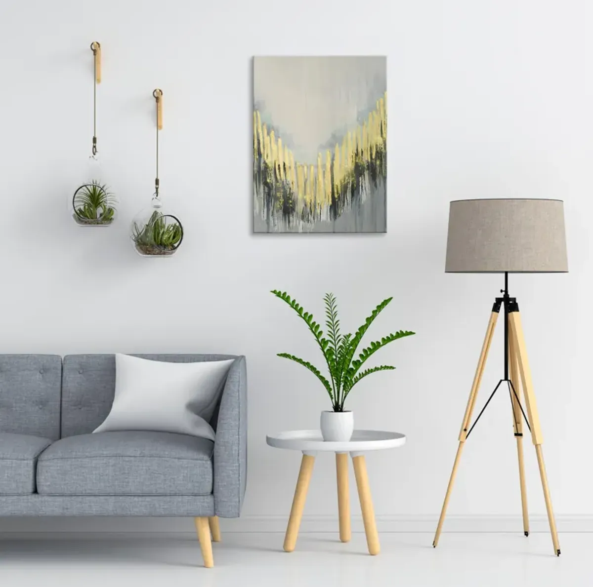 Gilded Striations Abstract Wall Art