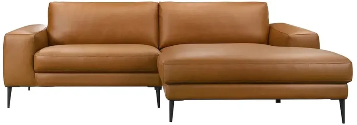 Walton Right-Facing Cognac Vegan Leather Sectional Sofa