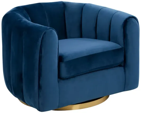 Covington Navy Blue Velvet Swivel Chair