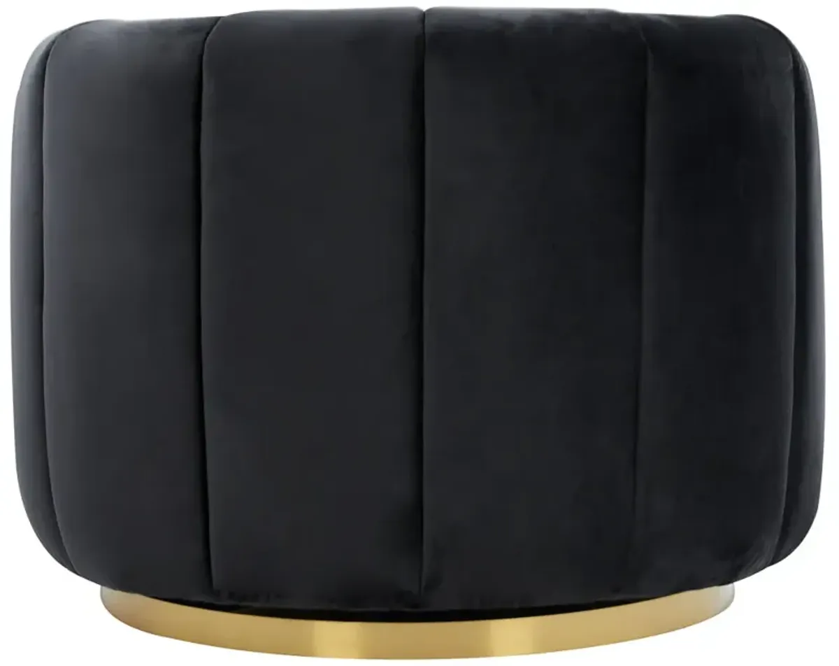 Covington Black Velvet Swivel Chair