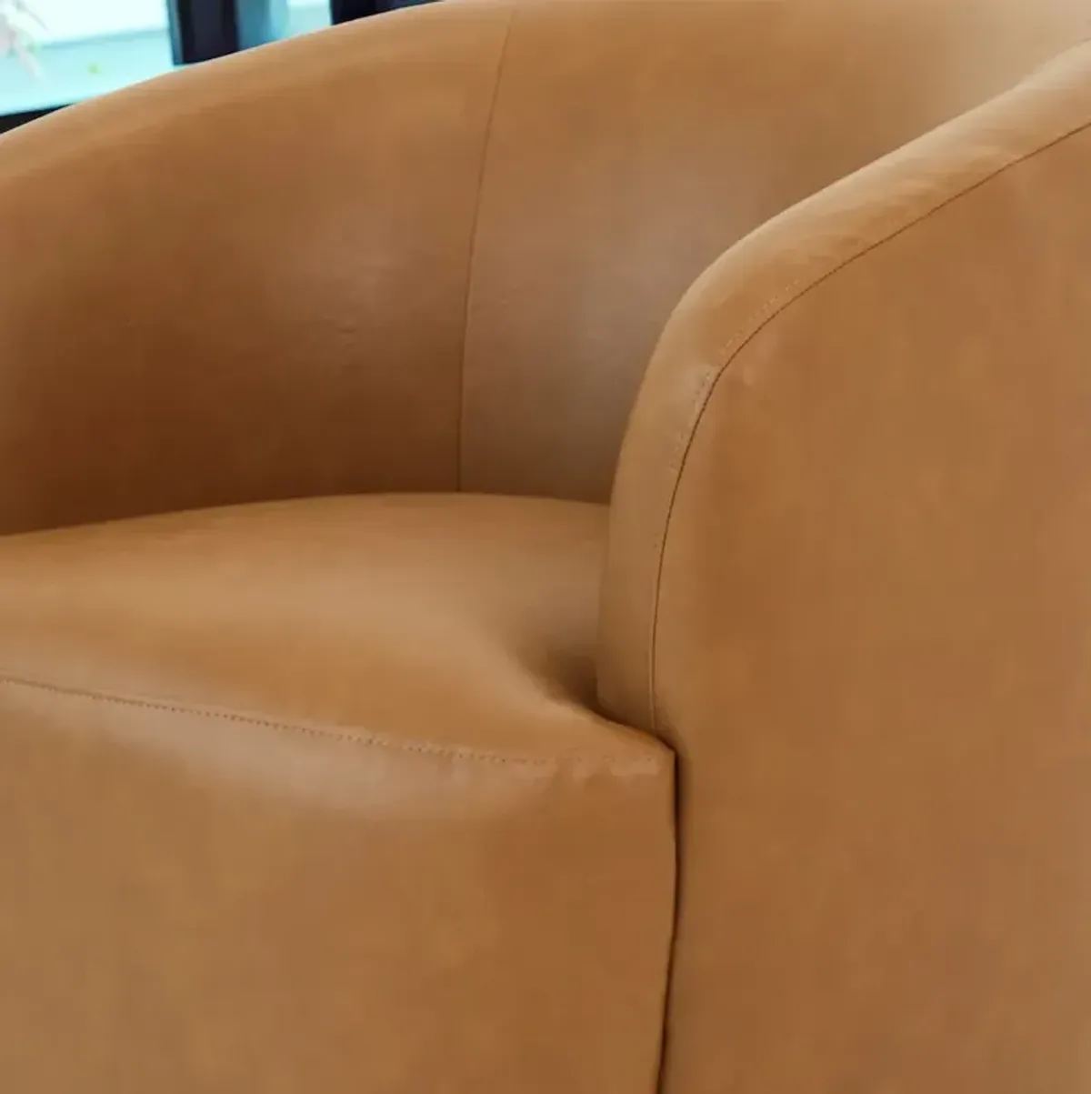 Rivet Tan Vegan Leather Swivel Chair