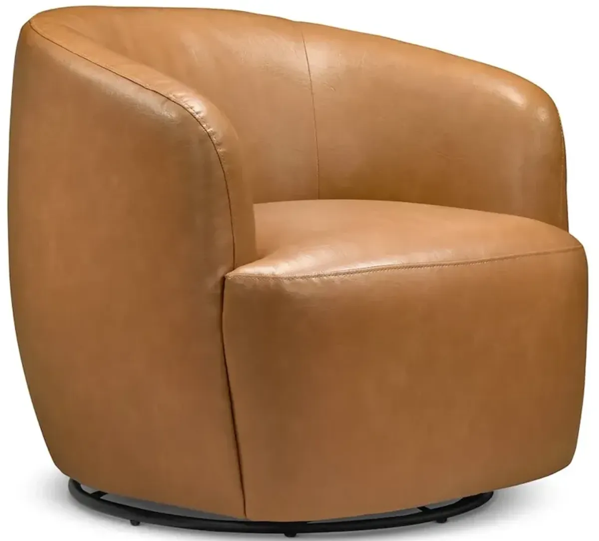 Rivet Tan Vegan Leather Swivel Chair