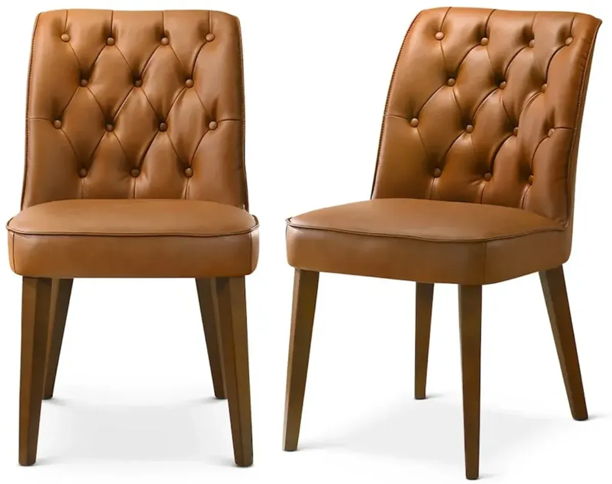 Carter Cognac Vegan Leather Dining Chair - Set Of 2