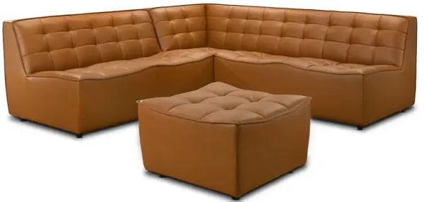 Linden Cognac Vegan Leather Corner Sectional Sofa