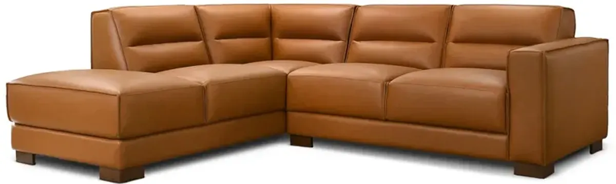 Oliver Left-Facing Cognac Vegan Leather Sectional Sofa