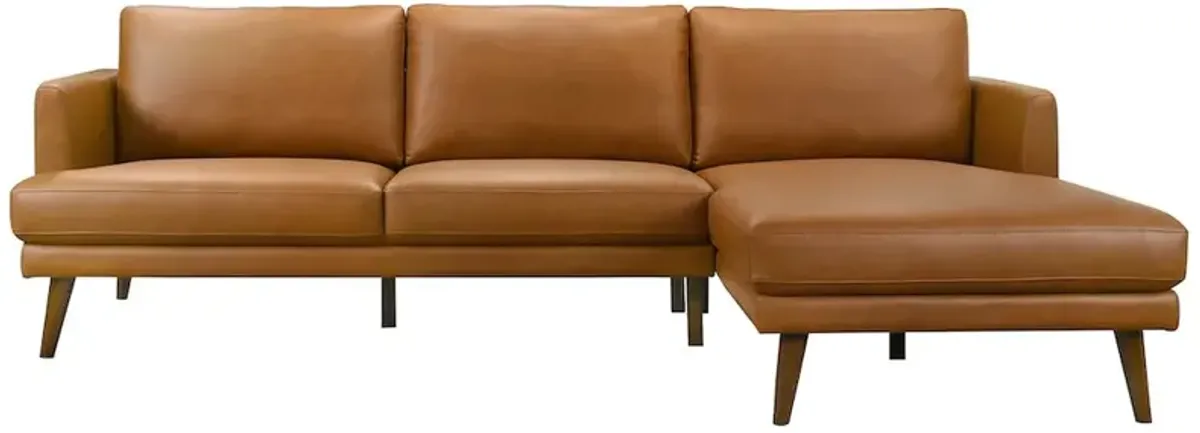 Lorena Right-Facing Cognac Vegan Leather Sectional Sofa