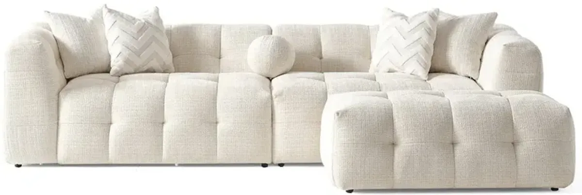 Aris Ivory Chenille Modular Sectional Sofa
