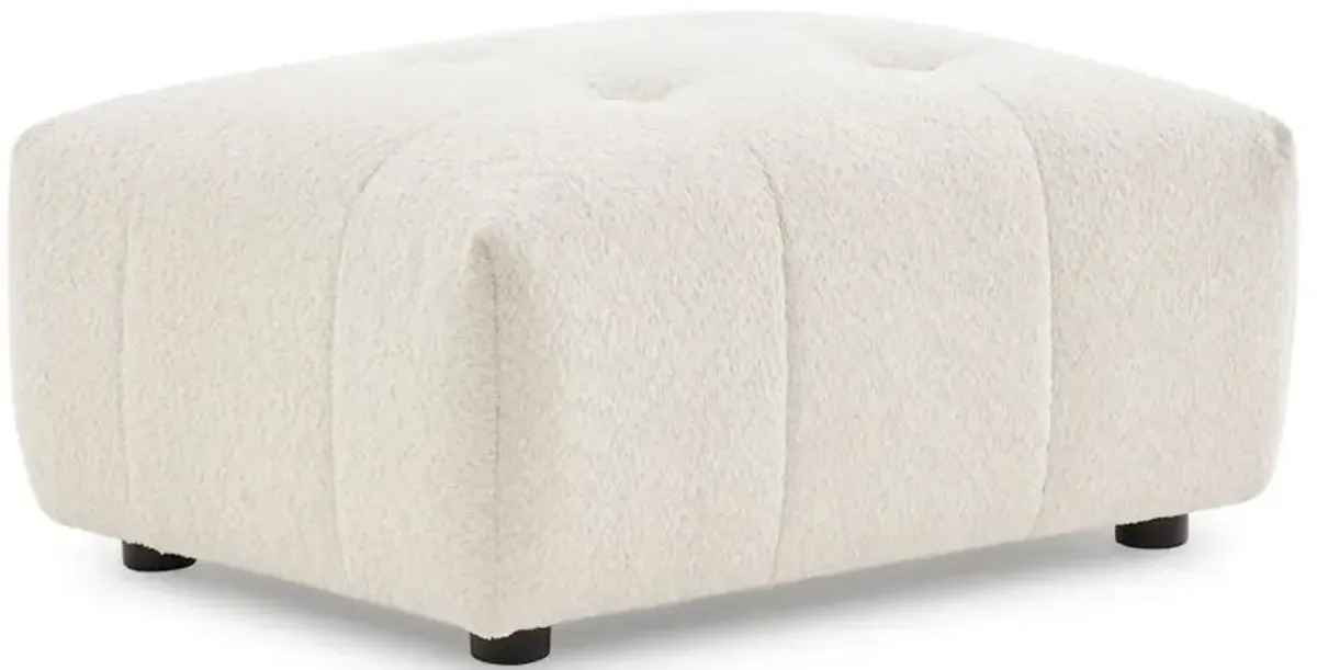Wade Ivory Boucle Ottoman