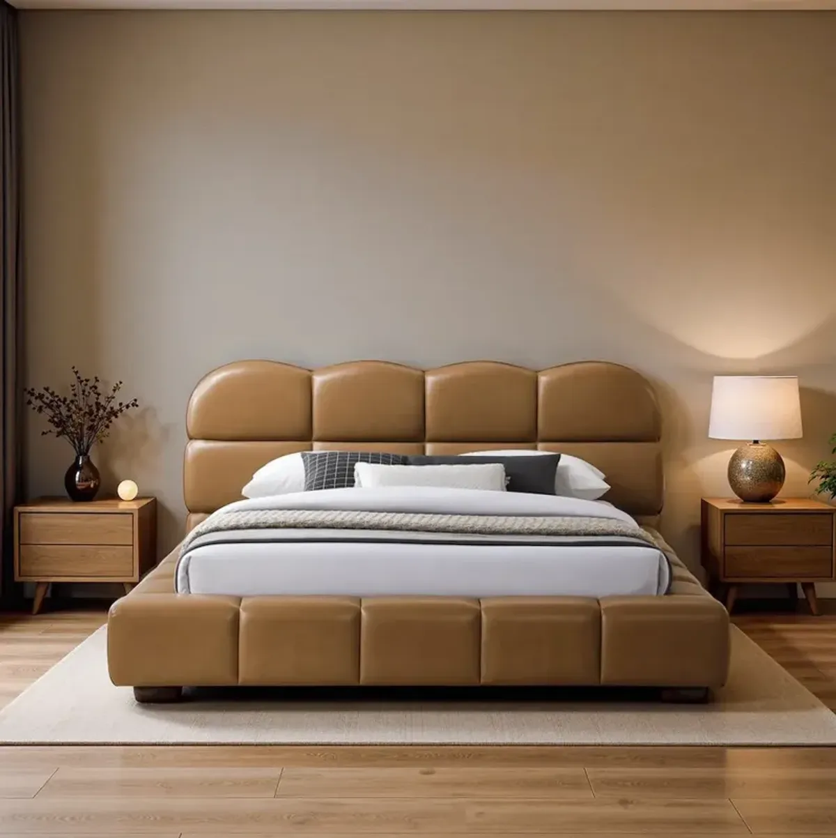 Melania Tan Vegan Leather Queen Bed