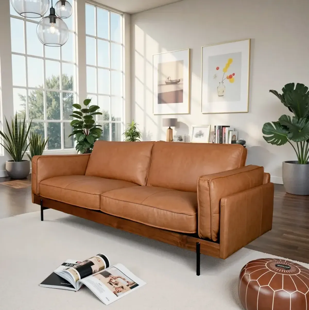Savana Cognac Leather Sofa