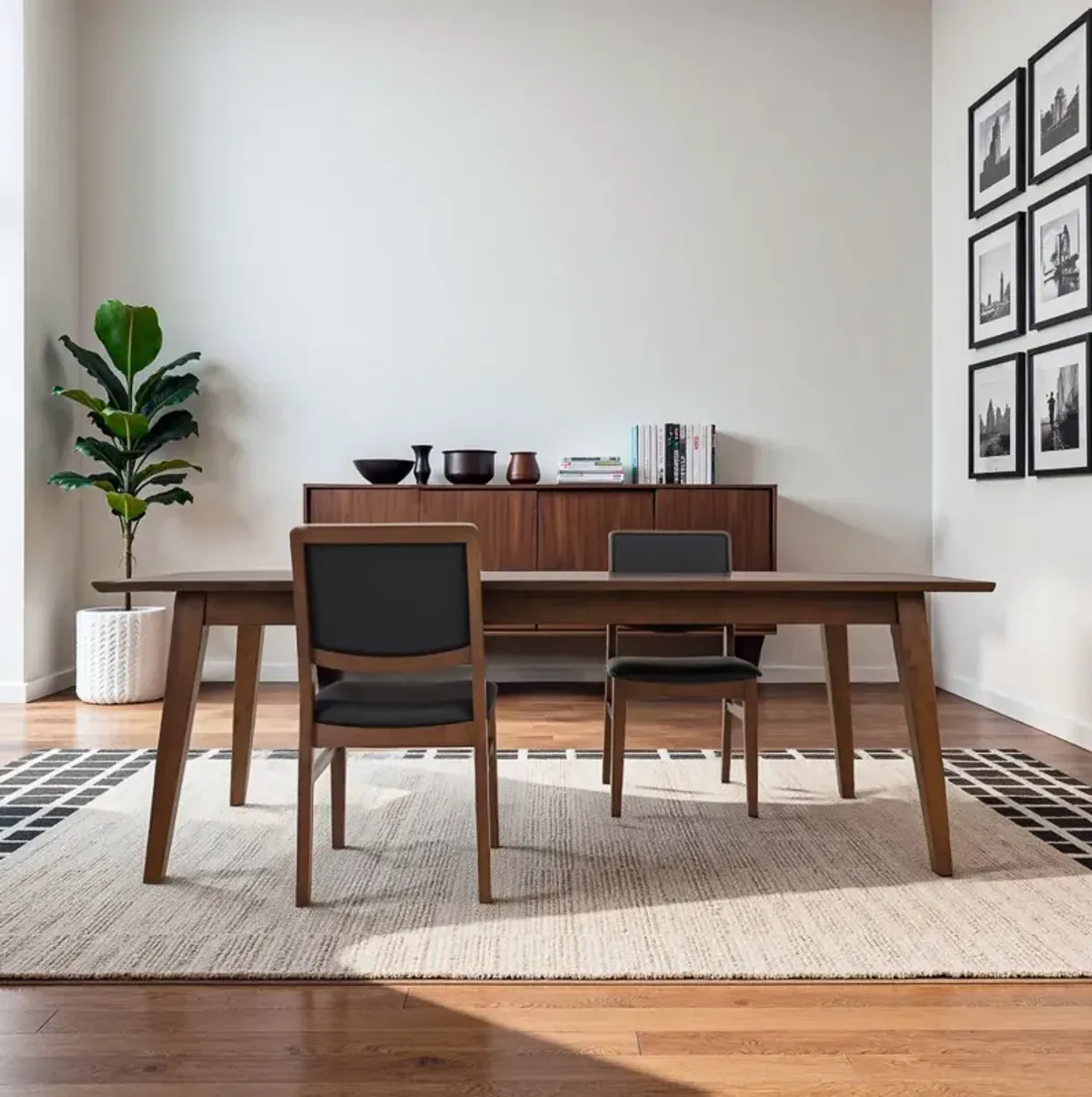 Sidera Black Vegan Leather Dining Chair Set of 2