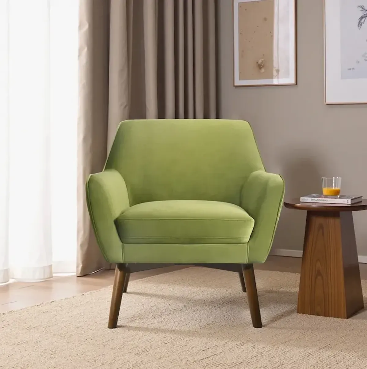 Penny Pistacho Green Velvet Lounge Chair