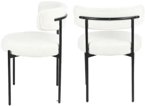 Burbank Modern Round White Boucle Dining Chairs - Set of 2