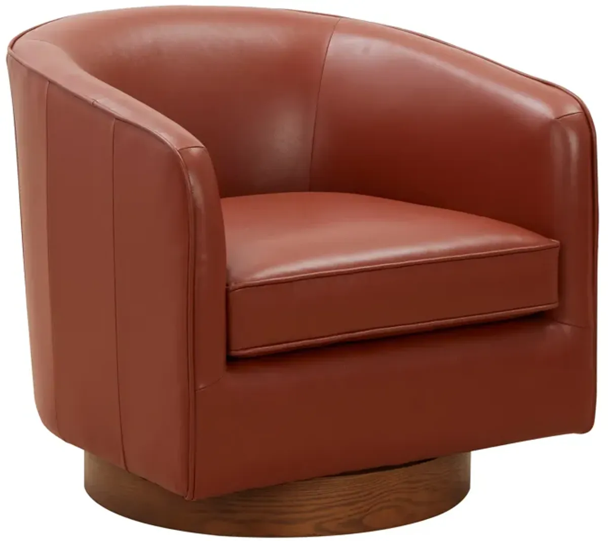 Ellington Caramel Top Grain Leather Swivel Chair with Wood Base
