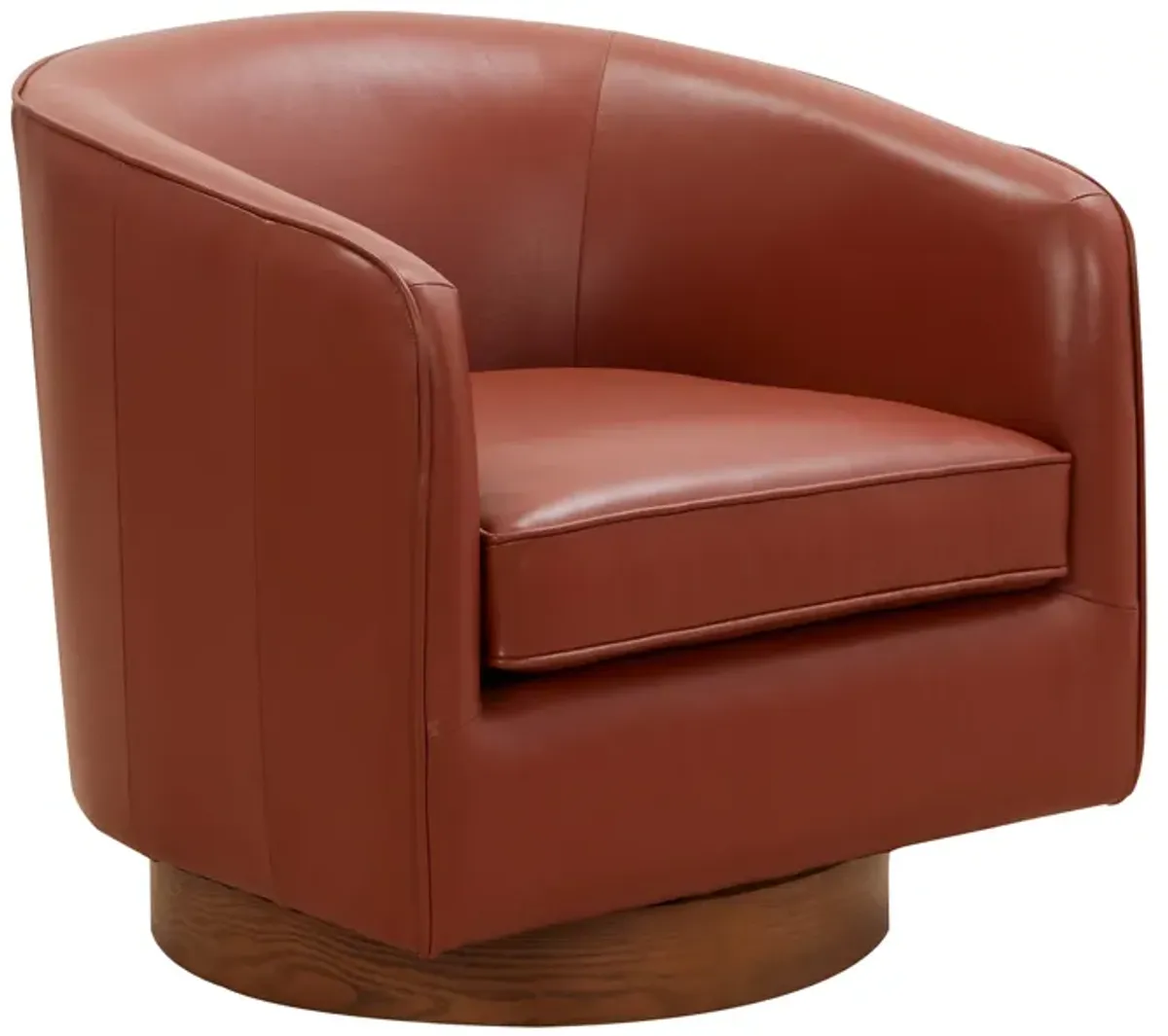 Ellington Caramel Top Grain Leather Swivel Chair with Wood Base