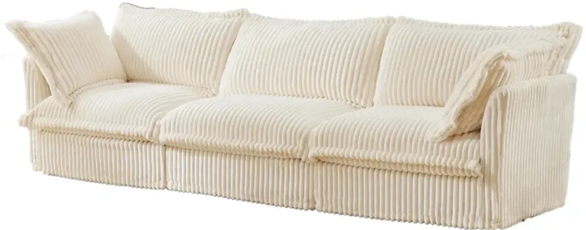 Pierce Slipcovered 3-Seater Corduroy Sofa with Suppleness Armrests
