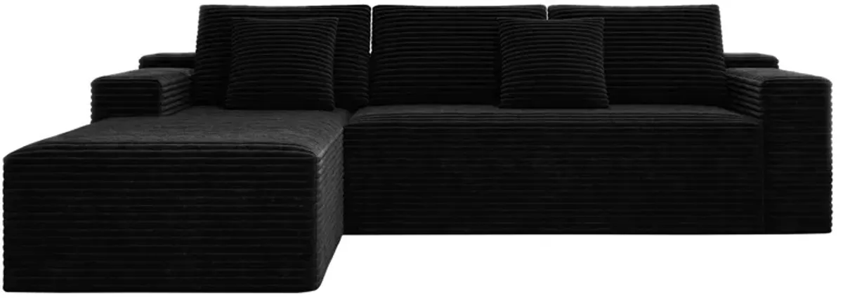 Calhoun Plush Corduroy Fabric L-Shape Sectional Sofa & Chaise