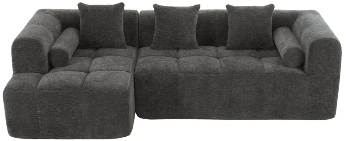 Haworth Modern Grey Chenille Modular Sectional Sofa