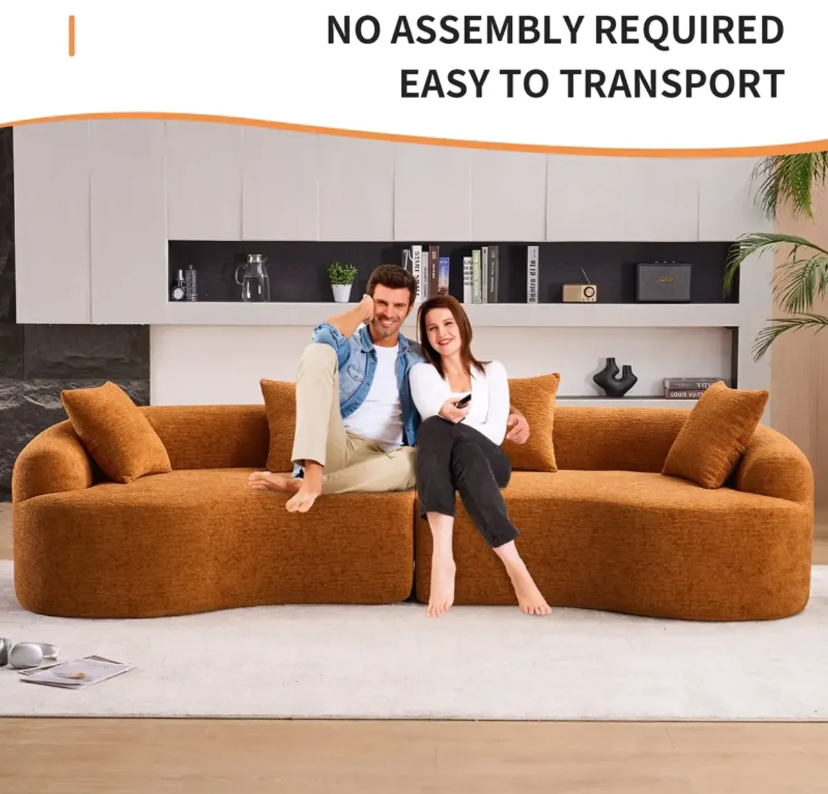 Branch Compression Sponge Sofa Orange Curved Modular Sectional