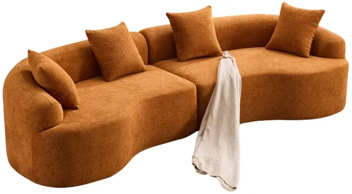 Branch Compression Sponge Sofa Orange Curved Modular Sectional