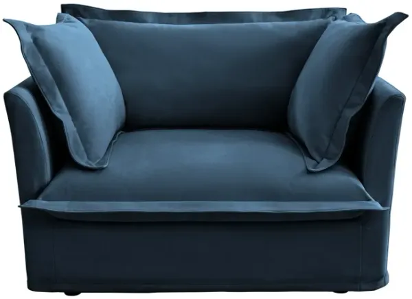 Ticova Slip-covered Blue Chenille Armchair