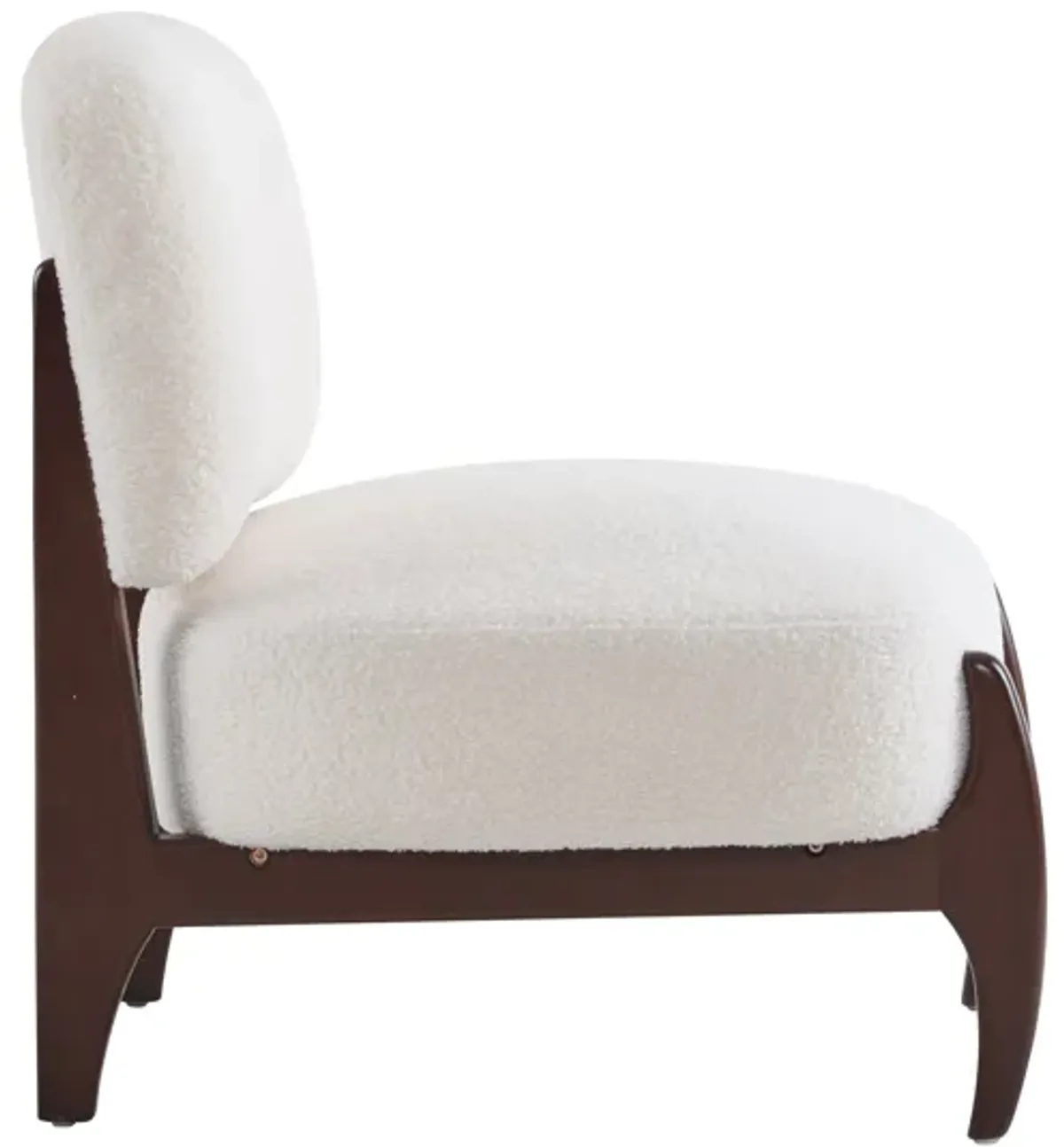 Easton Beige Modern Boucle Lounge Chair with Solid Wood Frame