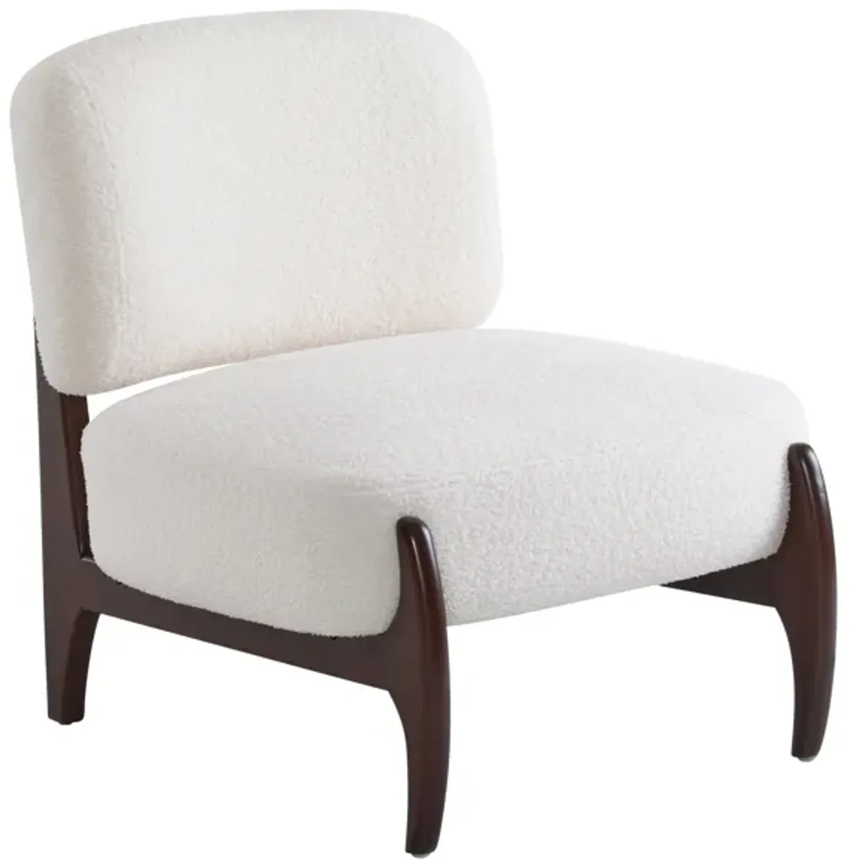 Easton Beige Modern Boucle Lounge Chair with Solid Wood Frame