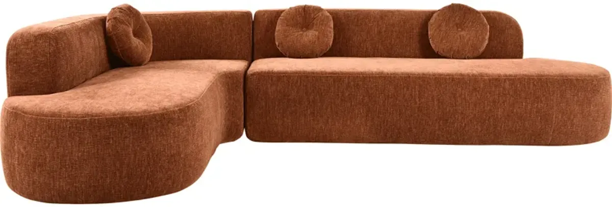 Mirod 122'' Extra Large Burnt Orange Chenille Sectional Sofa