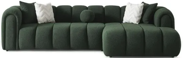 Bella Dark Green Boucle Right Sectional Sofa