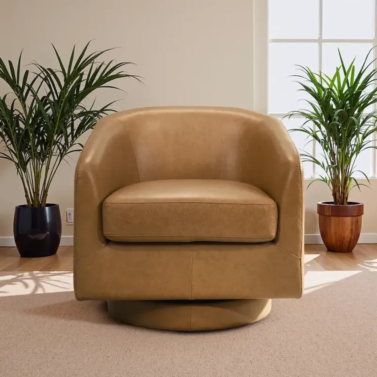Ciro Tan Leather Swivel Chair