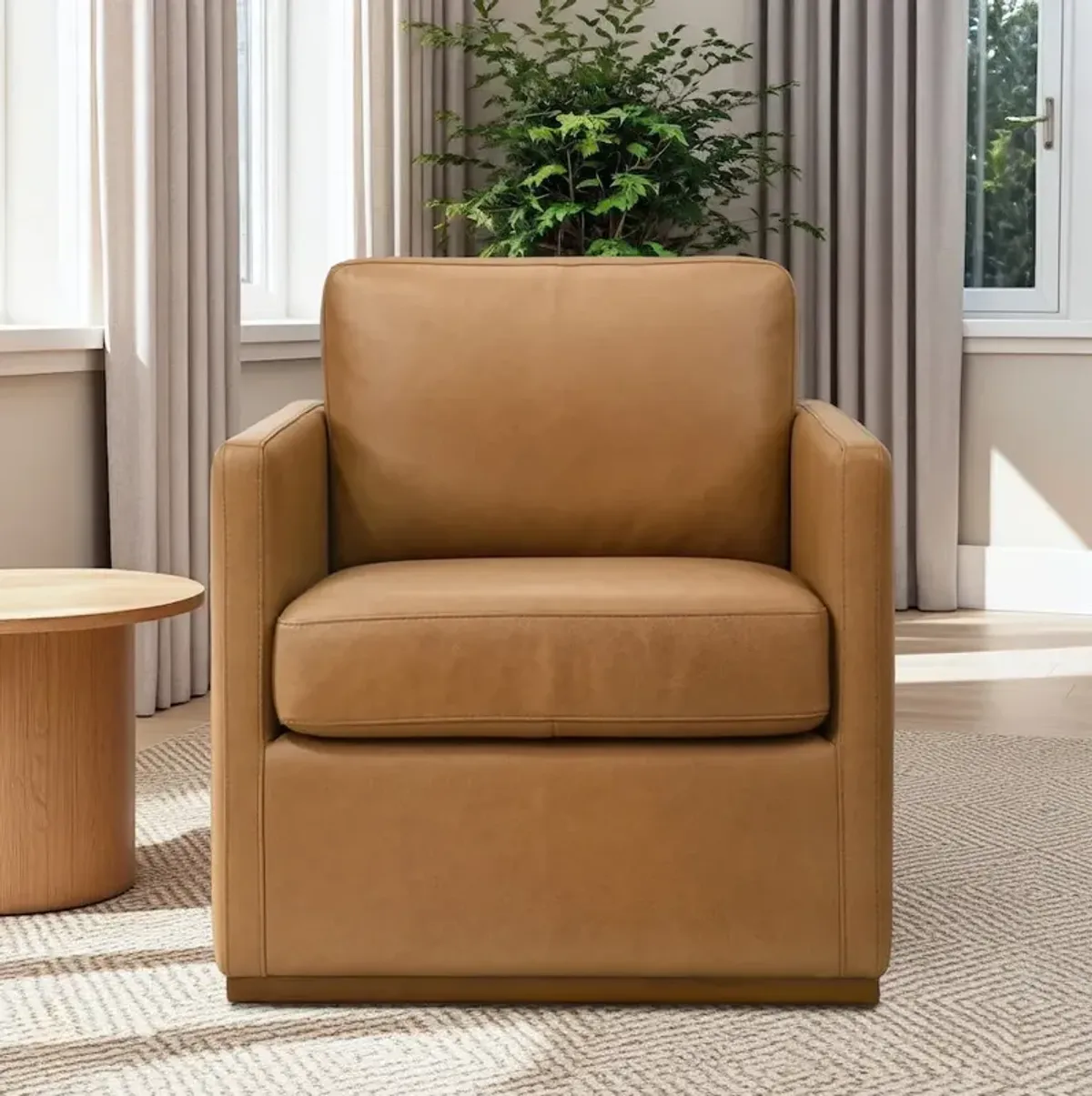 Victor Tan Leather Swivel Chair