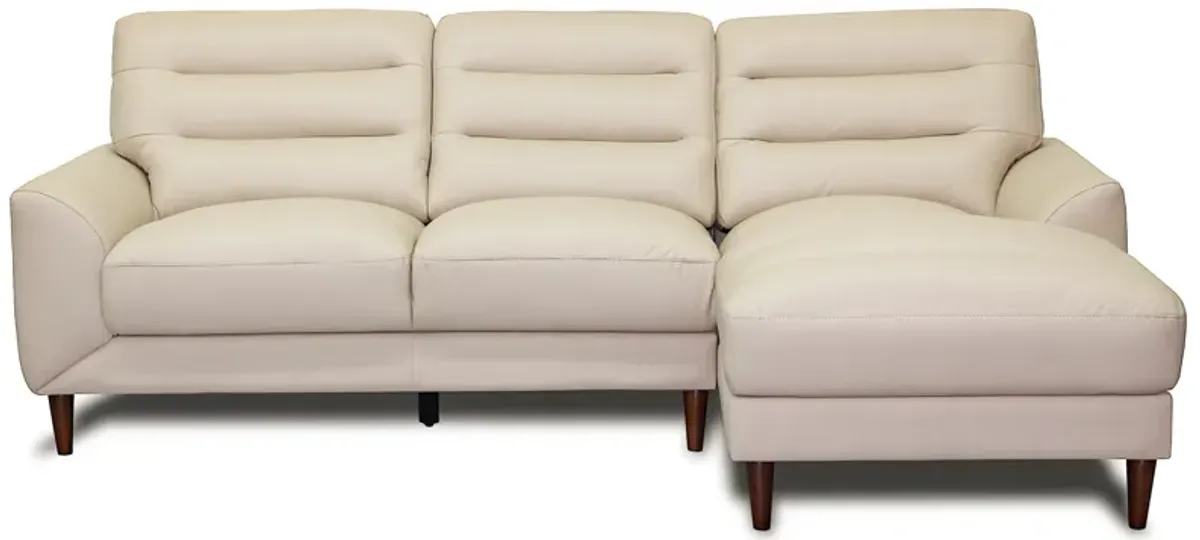 Barton Cream Leather Right Facing Sectional Sofa