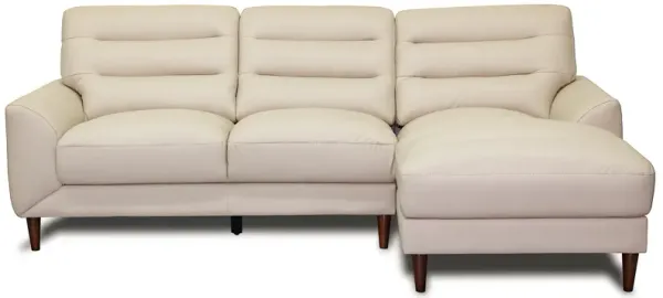 Barton Cream Leather Right Facing Sectional Sofa
