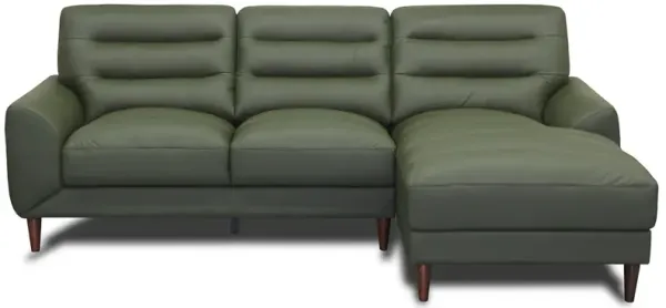 Barton Green Leather Right Facing Sectional Sofa