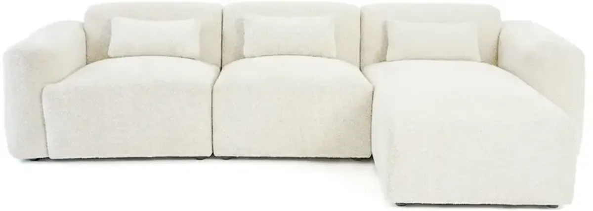 Lulu 3-Piece Sand Boucle Right-Facing Sectional Sofa