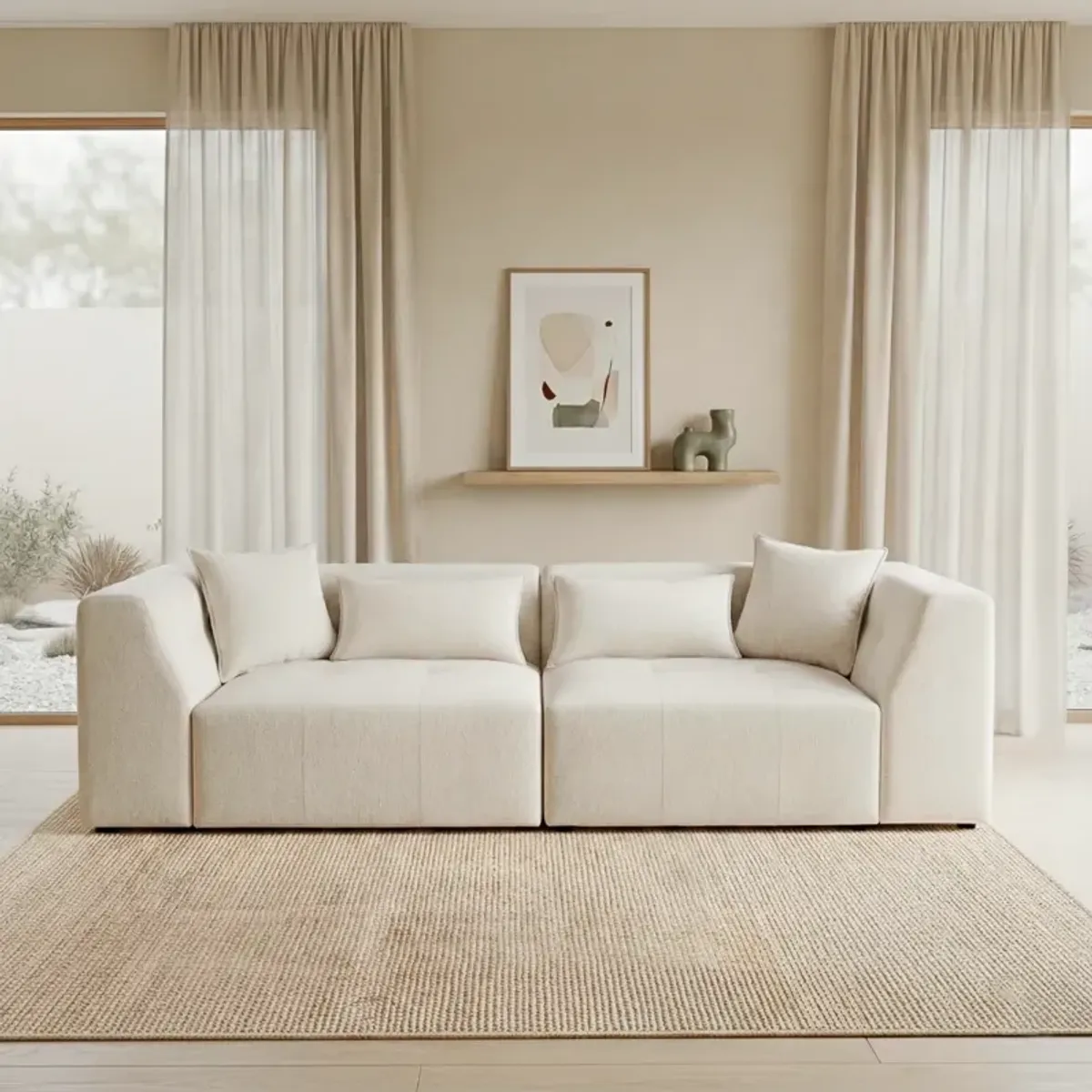 Victoria Beige Chenille Sofa