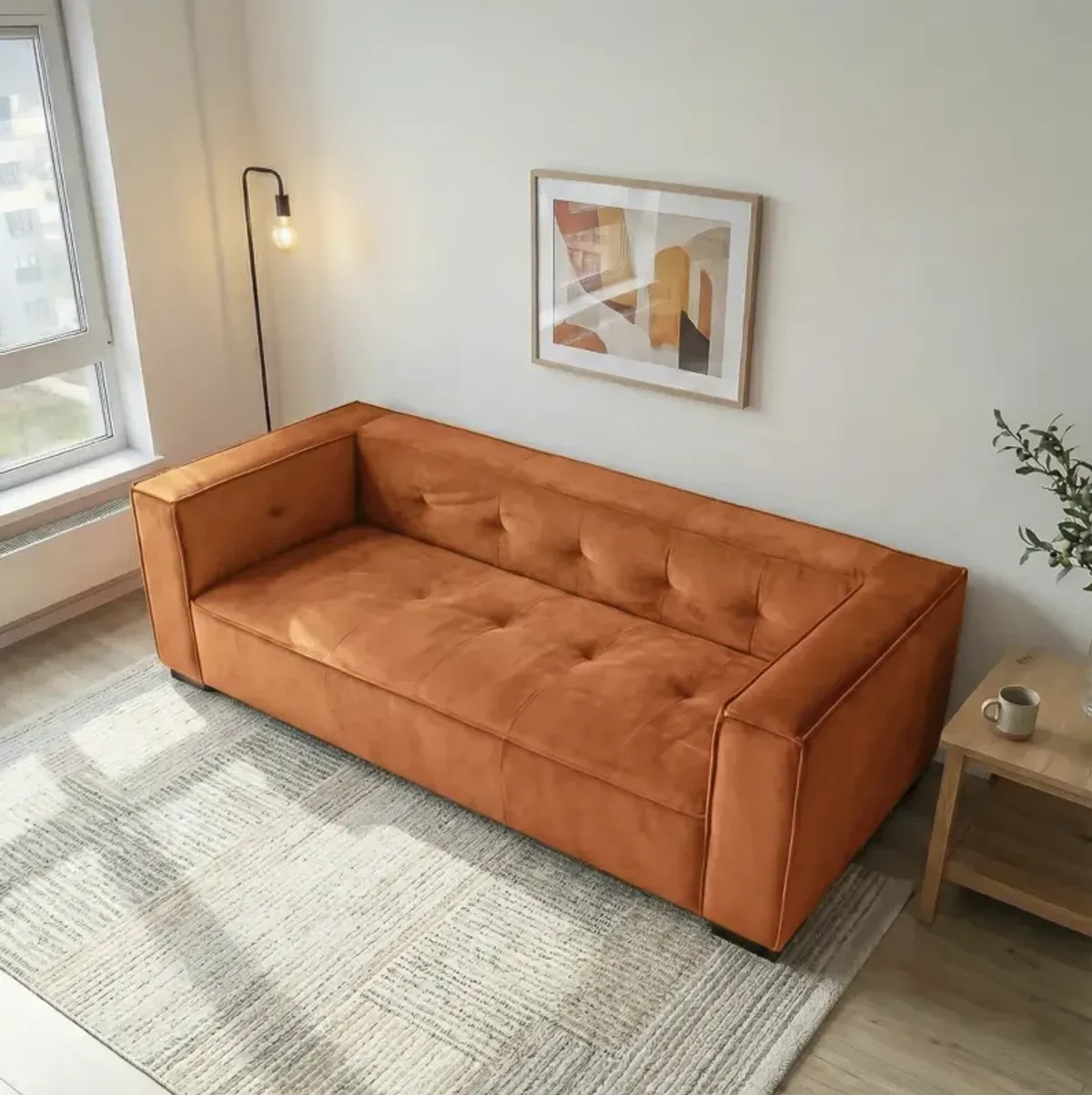 Alameda Burnt Orange Velvet Sofa