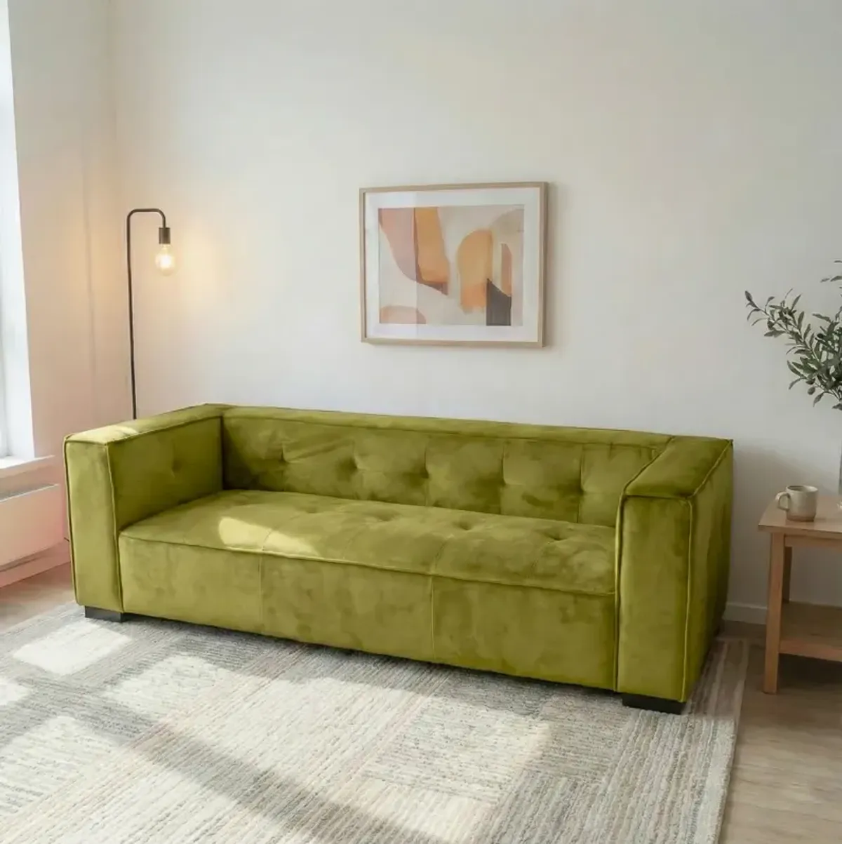 Alameda Olive Green Velvet Sofa