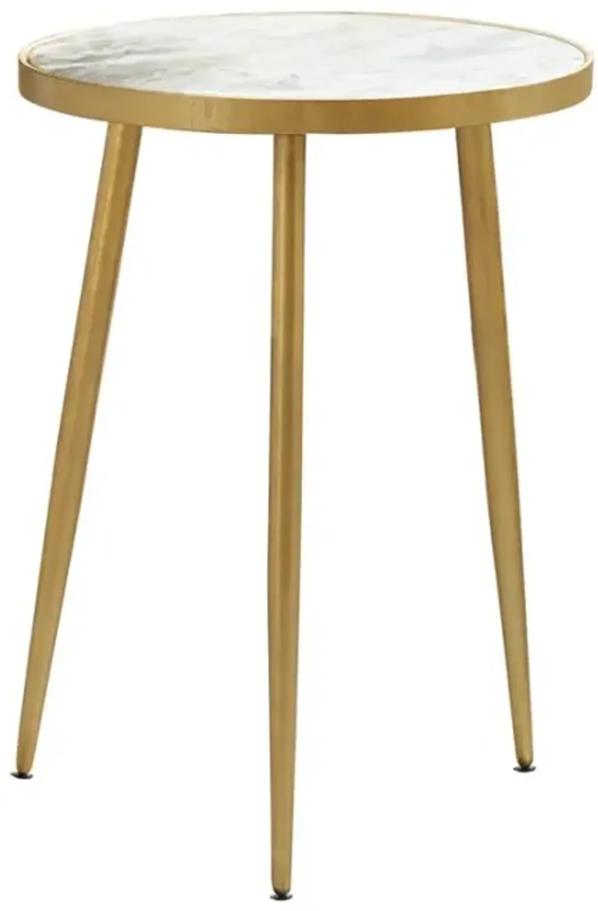 Acheson Round Marble Top Side Table White and Gold