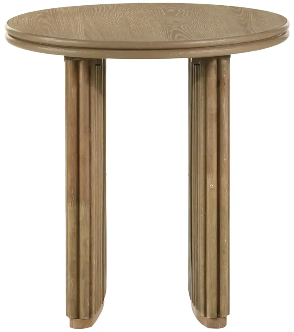 Adina Round Wood Side End Table Distressed Light Brown