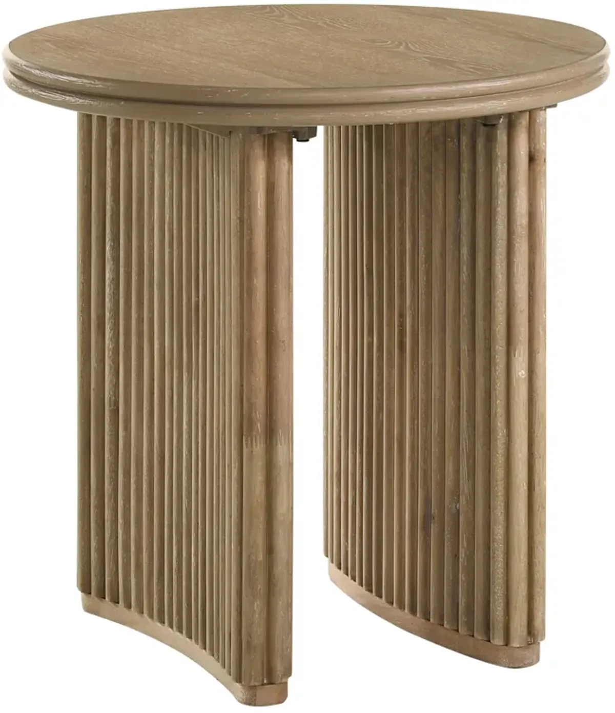 Adina Round Wood Side End Table Distressed Light Brown