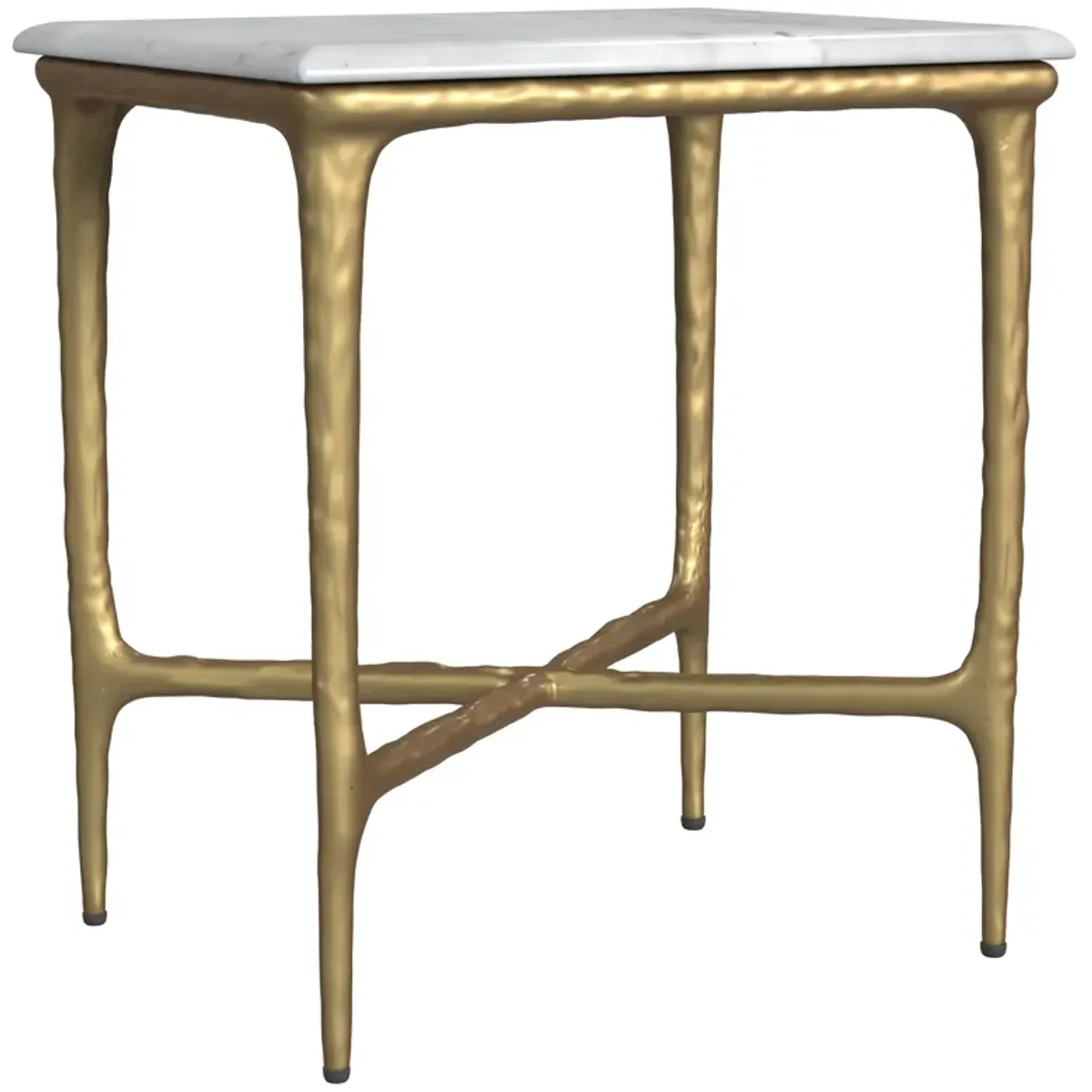 Baldwin Rectangular Marble Top Side Table White and Gold