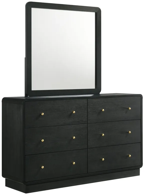 Cavelle 6-drawer Dresser and Mirror Black