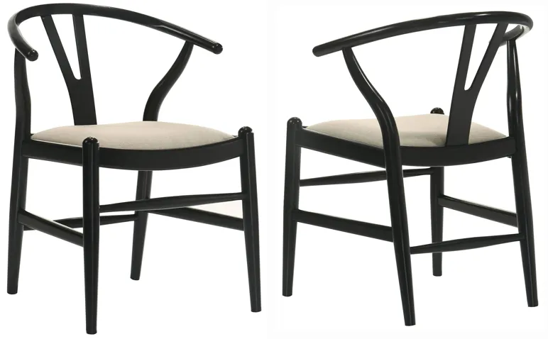 Crestmont Wood Wishbone Dining Side Chair Black (Set of 2)